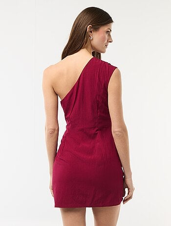 Abito corto asimmetrico effetto drappeggio