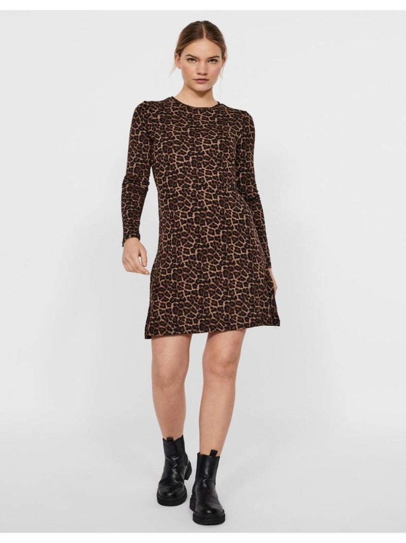 Abito corto, collo rotondo Vero Moda Marrone - Kiabi