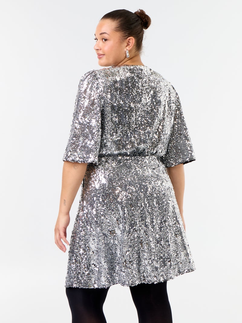 Abito corto con paillettes Grigio - Kiabi