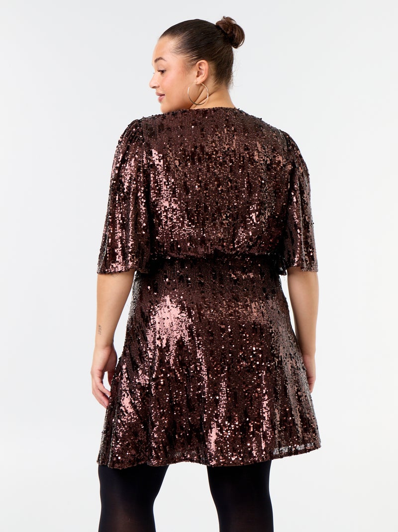 Abito corto con paillettes Marrone - Kiabi
