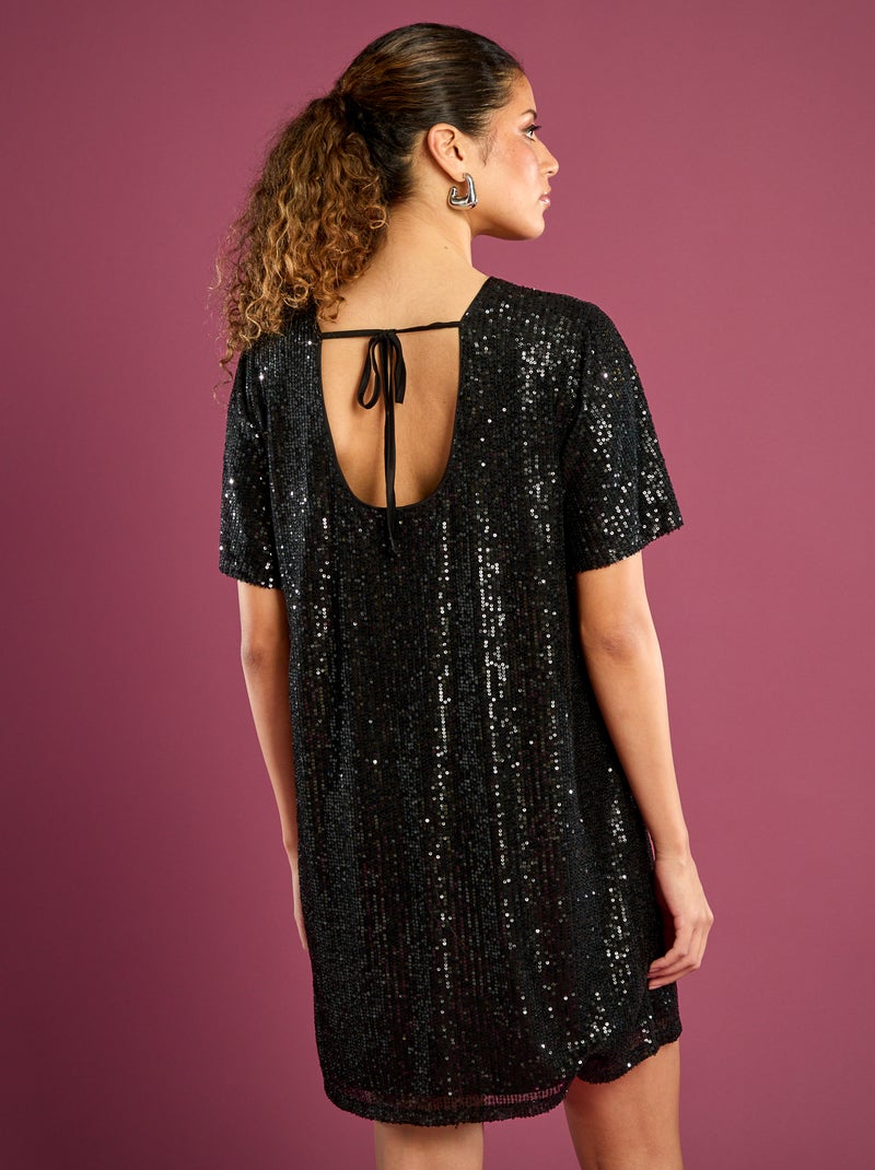 Abito corto con paillettes Nero - Kiabi
