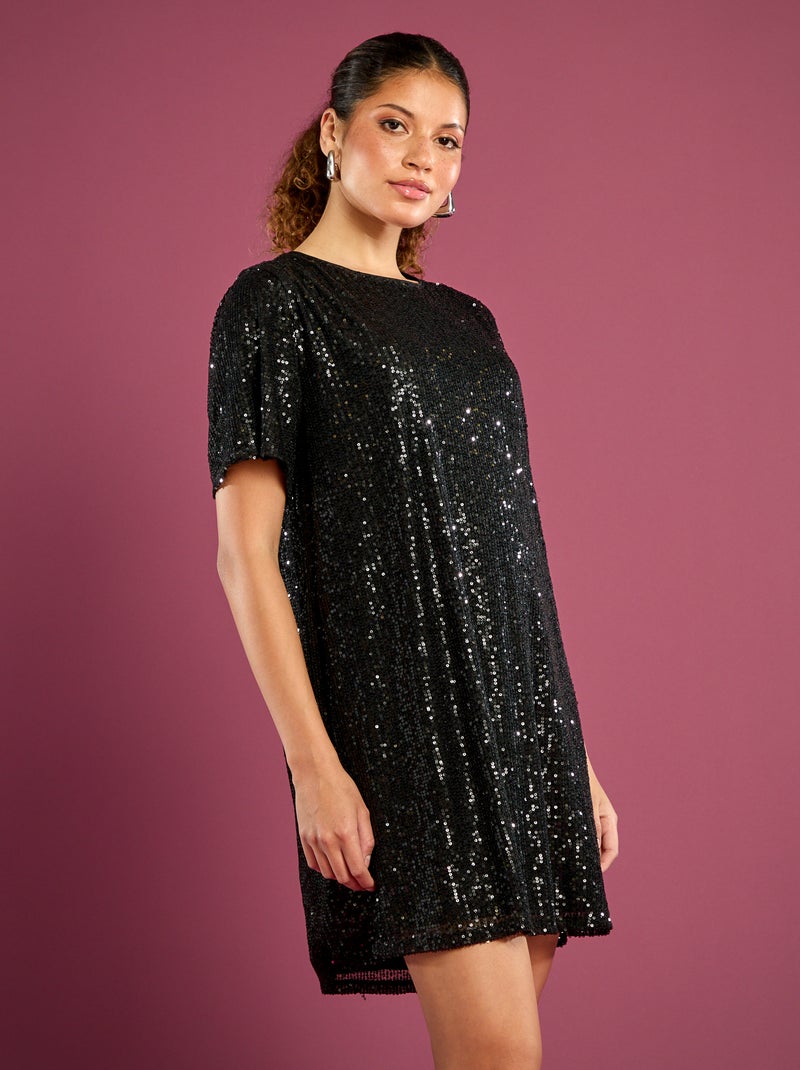 Abito corto con paillettes Nero - Kiabi