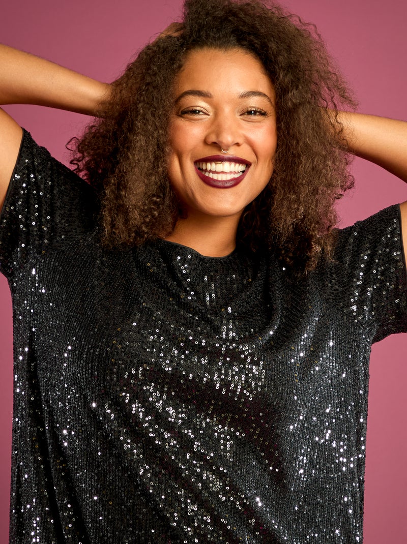 Abito corto con paillettes Nero - Kiabi