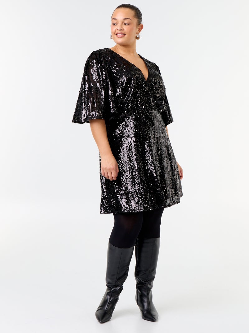Abito corto con paillettes Nero - Kiabi