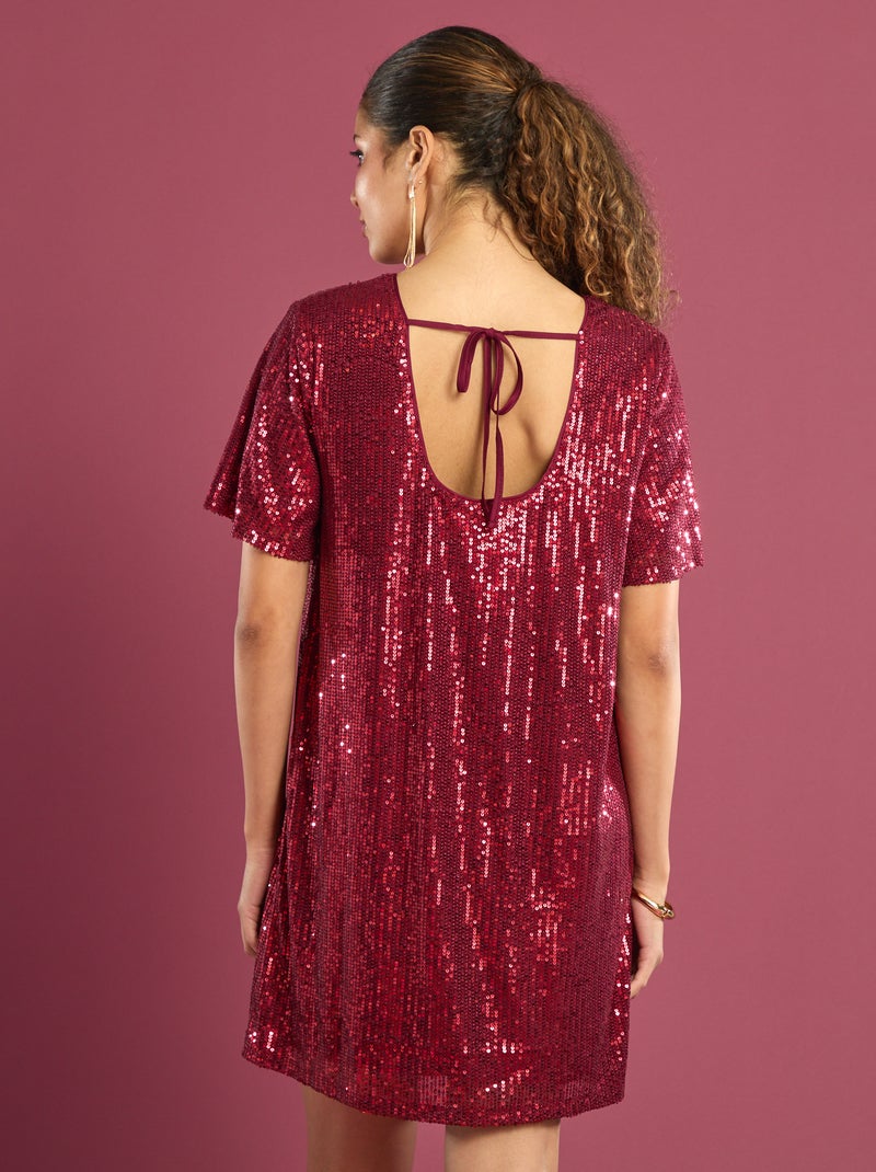 Abito corto con paillettes Rosso - Kiabi