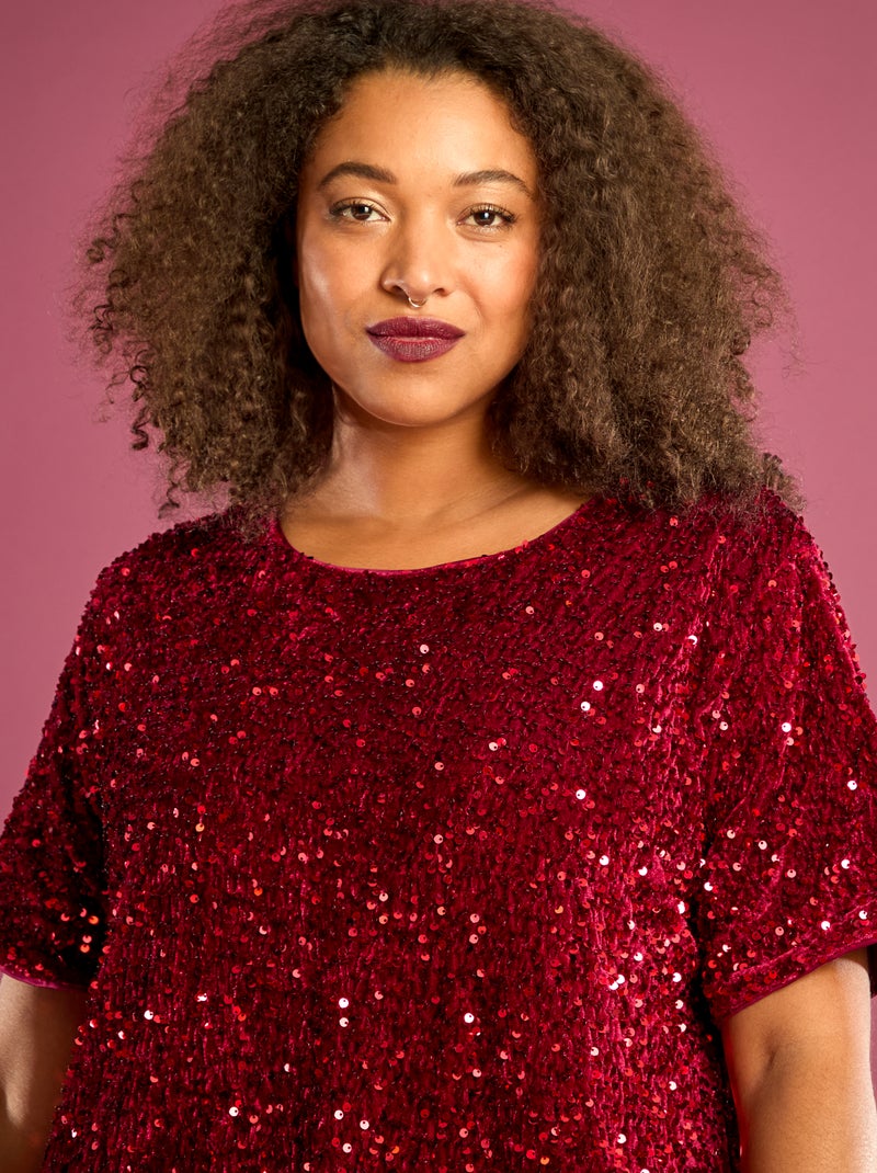 Abito corto con paillettes Rosso - Kiabi