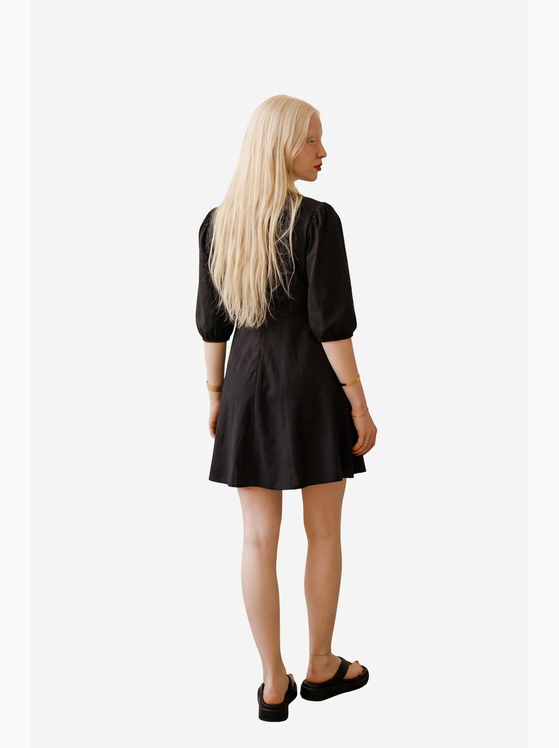 Abito corto con scollo a v e fiocco di my fashion Nero - Kiabi