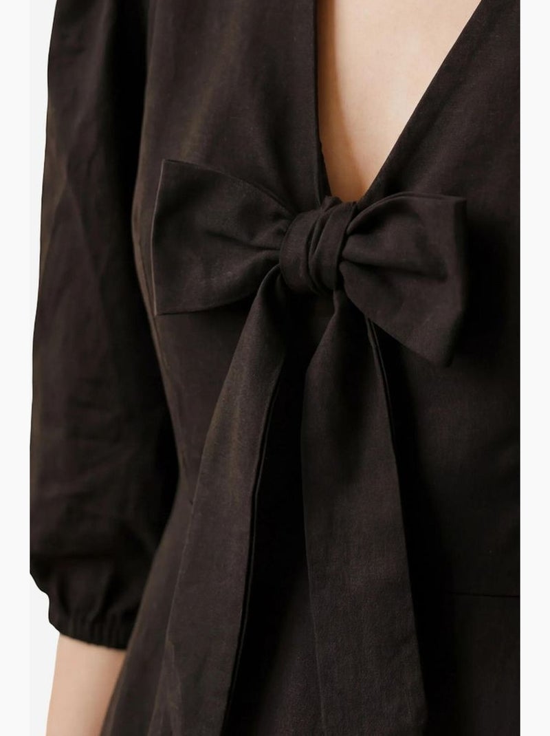 Abito corto con scollo a v e fiocco di my fashion Nero - Kiabi