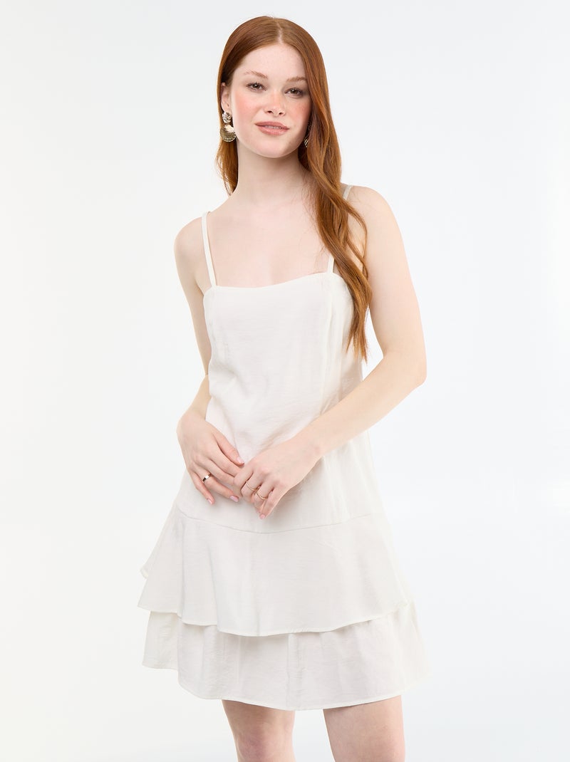 Abito corto con spalline Bianco - Kiabi