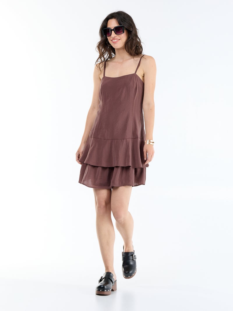 Abito corto con spalline Marrone - Kiabi
