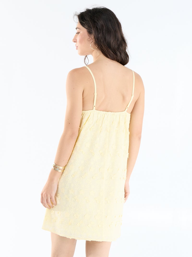 Abito corto con spalline sottili e ricami all-over Giallo - Kiabi