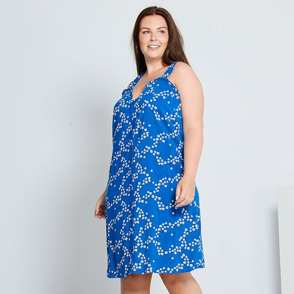 Abito Corto Floreale Taglie Forti Donna Blu Kiabi 18 00