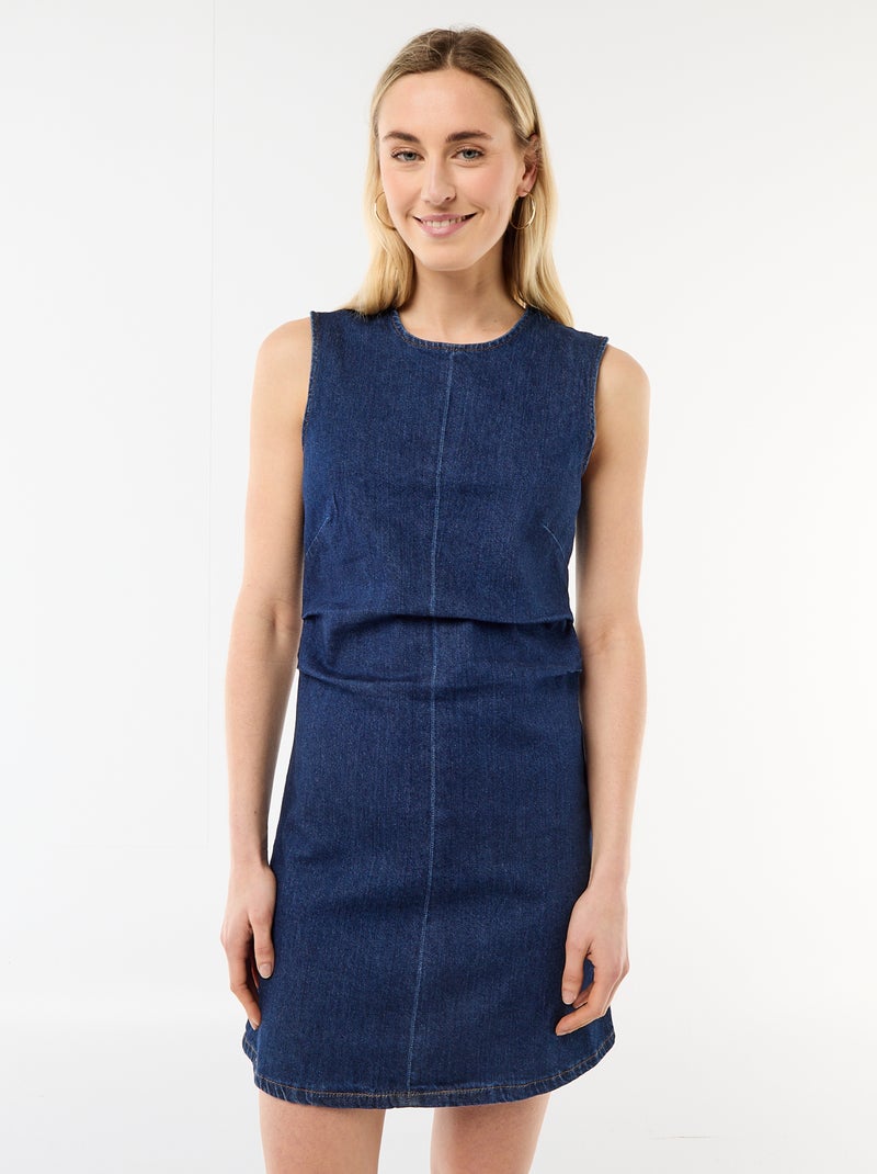 Abito corto in denim senza maniche Blu - Kiabi