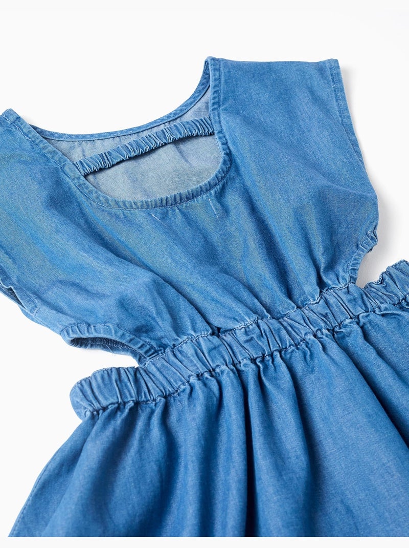 Abito corto in denim senza maniche con aperture Blu chiaro - Kiabi