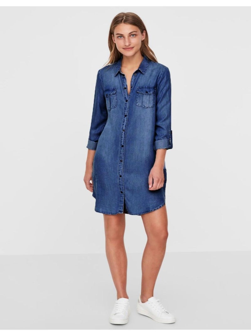 Abito corto in denim Vero Moda Blu - Kiabi