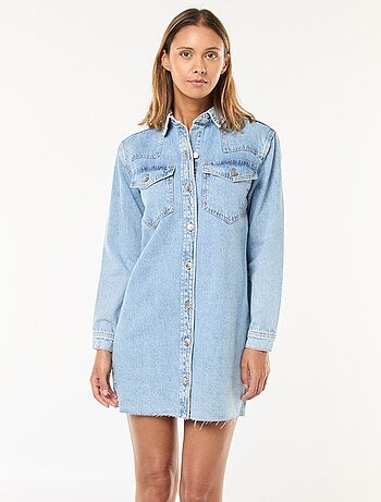 Abito corto in jeans a maniche lunghe