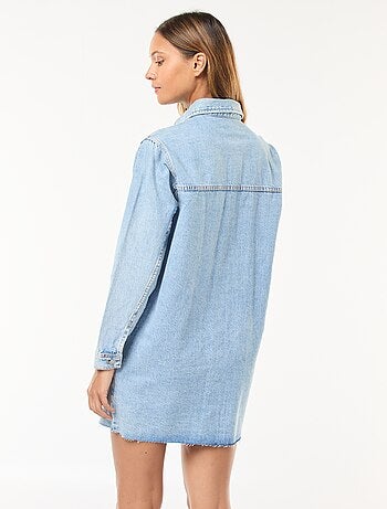 Abito corto in jeans a maniche lunghe