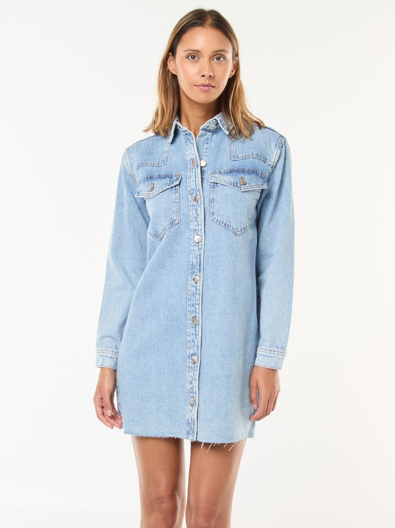 Abito corto in jeans a maniche lunghe Blu - Kiabi