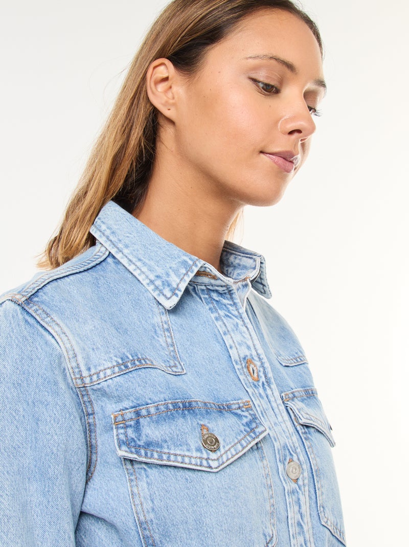 Abito corto in jeans a maniche lunghe Blu - Kiabi