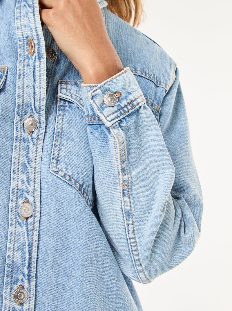 Abito corto in jeans a maniche lunghe Blu - Kiabi
