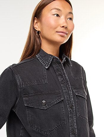 Abito corto in jeans a maniche lunghe
