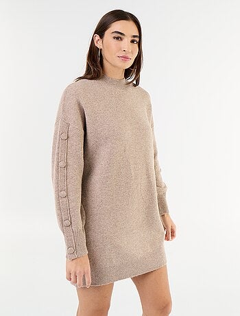 Abito corto in maglia con maniche abbottonate