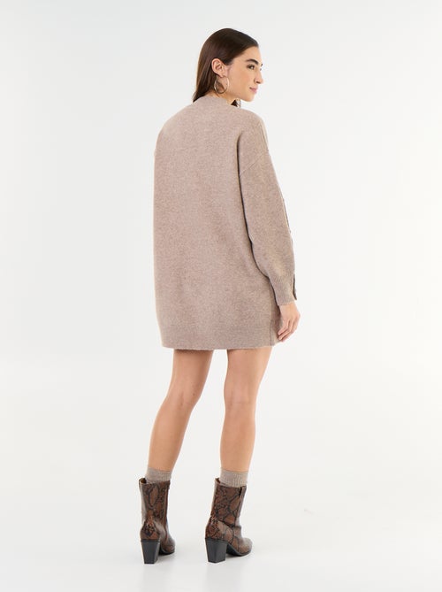 Abito corto in maglia con maniche abbottonate - Kiabi Abito corto in maglia con maniche abbottonate - Kiabi