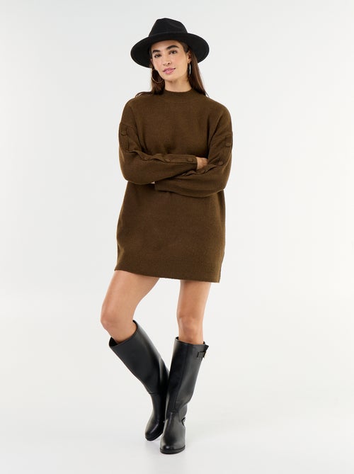 Abito corto in maglia con maniche abbottonate - Kiabi Abito corto in maglia con maniche abbottonate - Kiabi