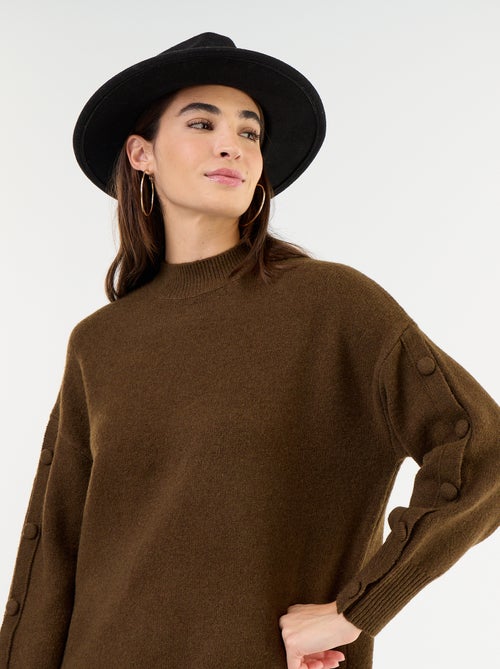Abito corto in maglia con maniche abbottonate - Kiabi Abito corto in maglia con maniche abbottonate - Kiabi