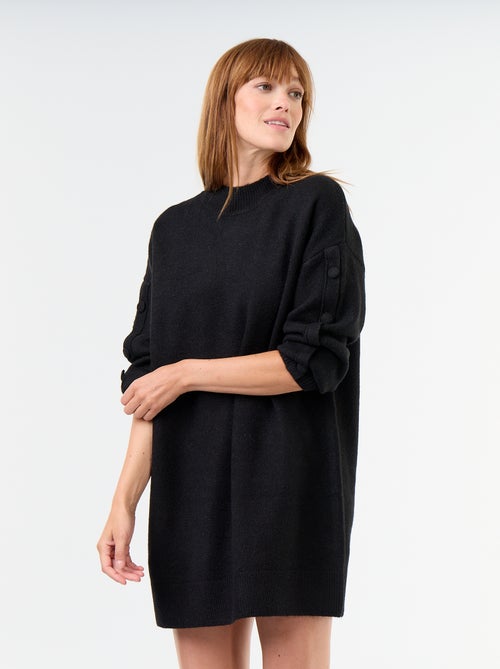 Abito corto in maglia con maniche abbottonate - Kiabi