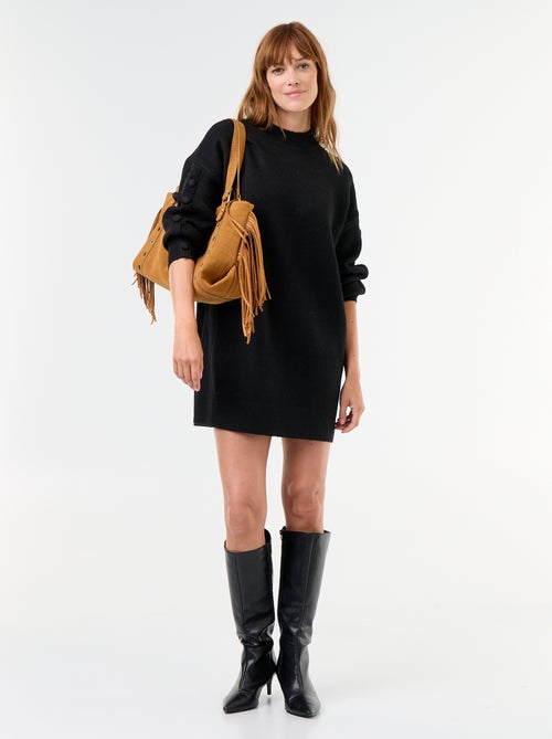 Abito corto in maglia con maniche abbottonate - Kiabi