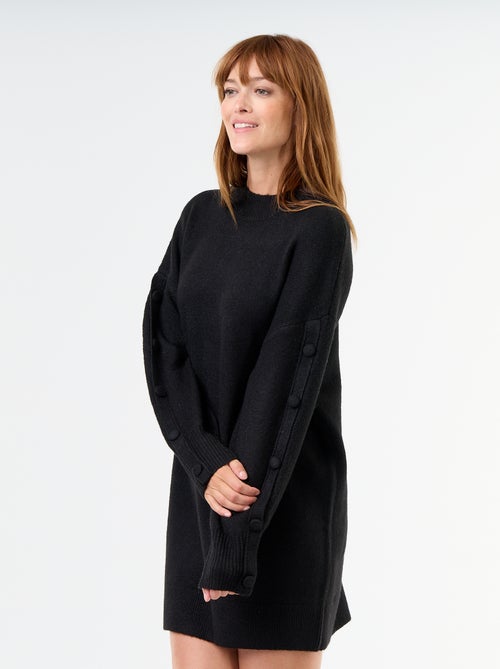 Abito corto in maglia con maniche abbottonate - Kiabi
