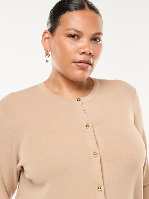 Abito corto in maglia fine con scollo a V e bottoni dorati - Kiabi