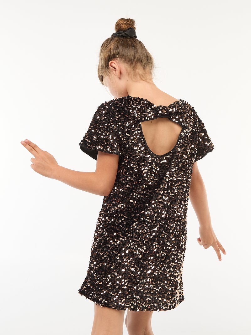 Abito corto in velluto con paillettes Giallo - Kiabi