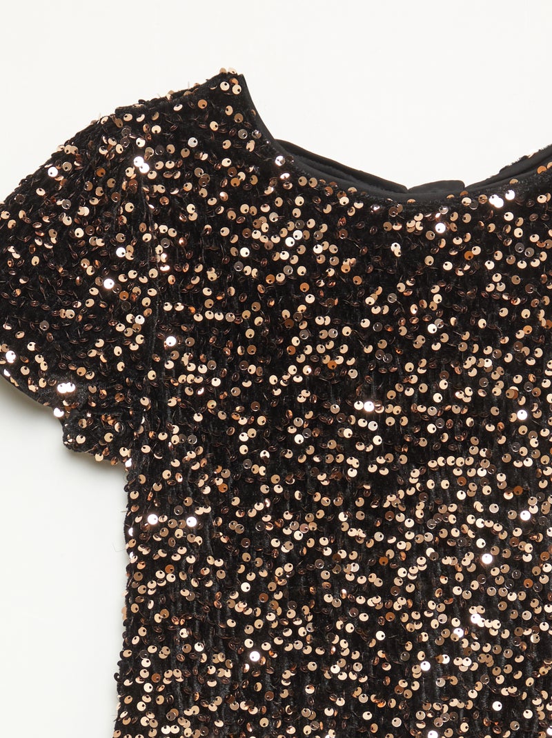 Abito corto in velluto con paillettes Giallo - Kiabi