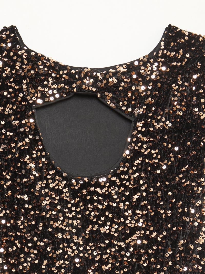 Abito corto in velluto con paillettes Giallo - Kiabi