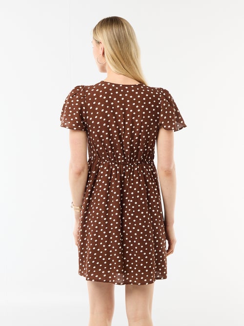 Abito corto maniche a farfalla in cotone e lino - Kiabi