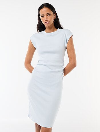 Abito corto senza maniche in tessuto a costine