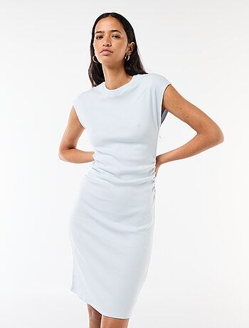 Abito corto senza maniche in tessuto a costine