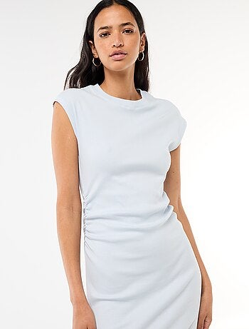 Abito corto senza maniche in tessuto a costine