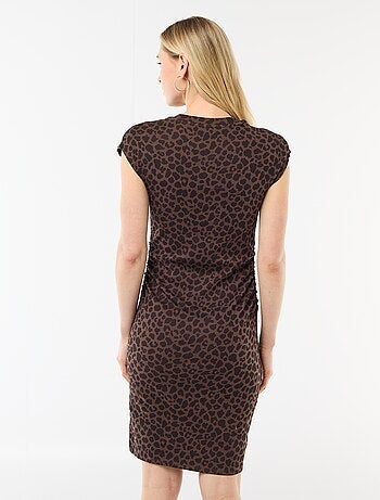 Abito corto senza maniche in tessuto a costine