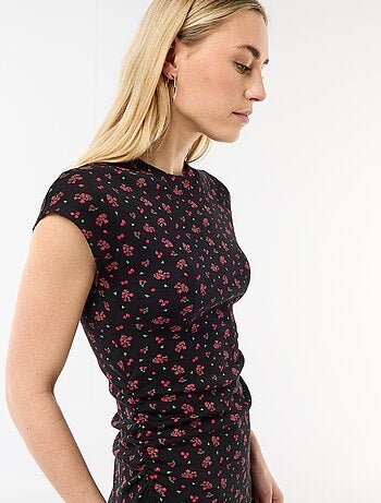 Abito corto senza maniche in tessuto a costine