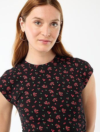 Abito corto senza maniche in tessuto a costine