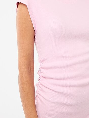 Abito corto senza maniche in tessuto a costine