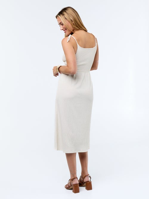 Abito corto smockato a tinta unita - Kiabi