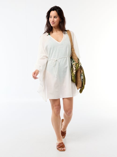 Abito da spiaggia con giromanica a volant - Kiabi