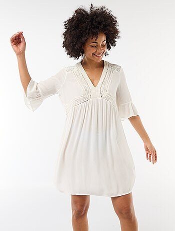 Abito da spiaggia in maglia crêpe e macramè