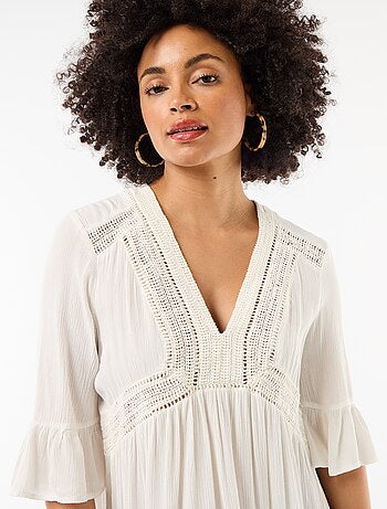 Abito da spiaggia in maglia crêpe e macramè