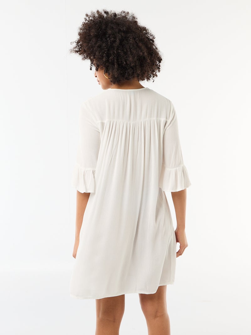 Abito da spiaggia in maglia crêpe e macramè Bianco - Kiabi