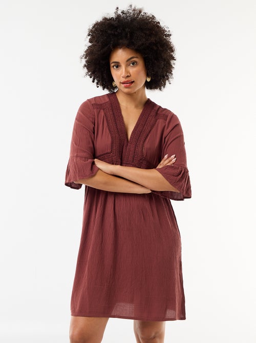 Abito da spiaggia in maglia crêpe e macramè - Kiabi